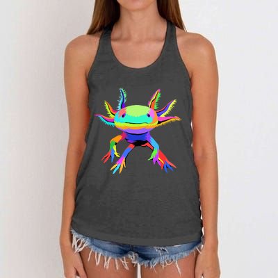 Pop Art Axolotl funny animals lover Women's Knotted Racerback Tank