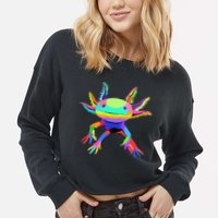 Pop Art Axolotl funny animals lover Cropped Pullover Crew