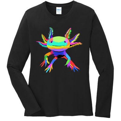 Pop Art Axolotl funny animals lover Ladies Long Sleeve Shirt