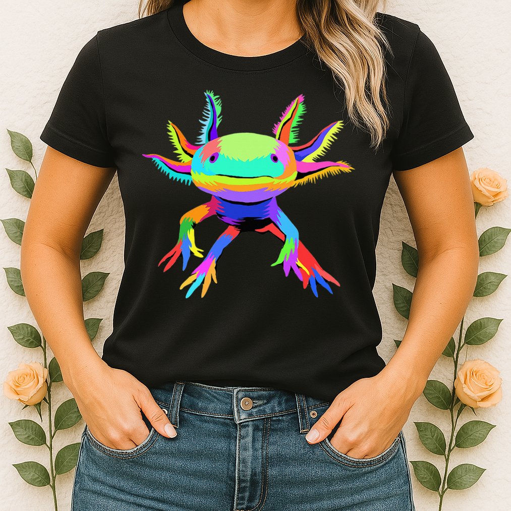 Pop Art Axolotl funny animals lover Womens T-Shirt