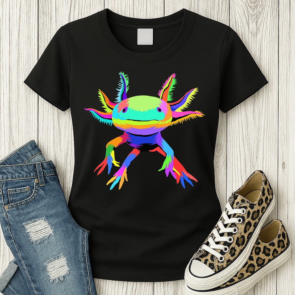 Pop Art Axolotl funny animals lover Womens T-Shirt