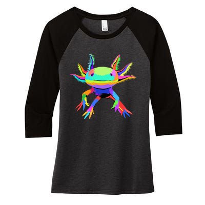 Pop Art Axolotl funny animals lover Women's Tri-Blend 3/4-Sleeve Raglan Shirt