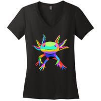 Pop Art Axolotl funny animals lover Women's V-Neck T-Shirt