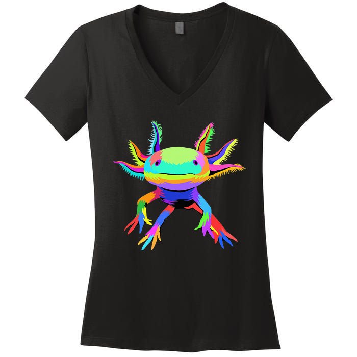 Pop Art Axolotl funny animals lover Women's V-Neck T-Shirt