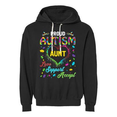 Proud Autism Aunt Love Support Accept Help Awareness Garment-Dyed Fleece Hoodie
