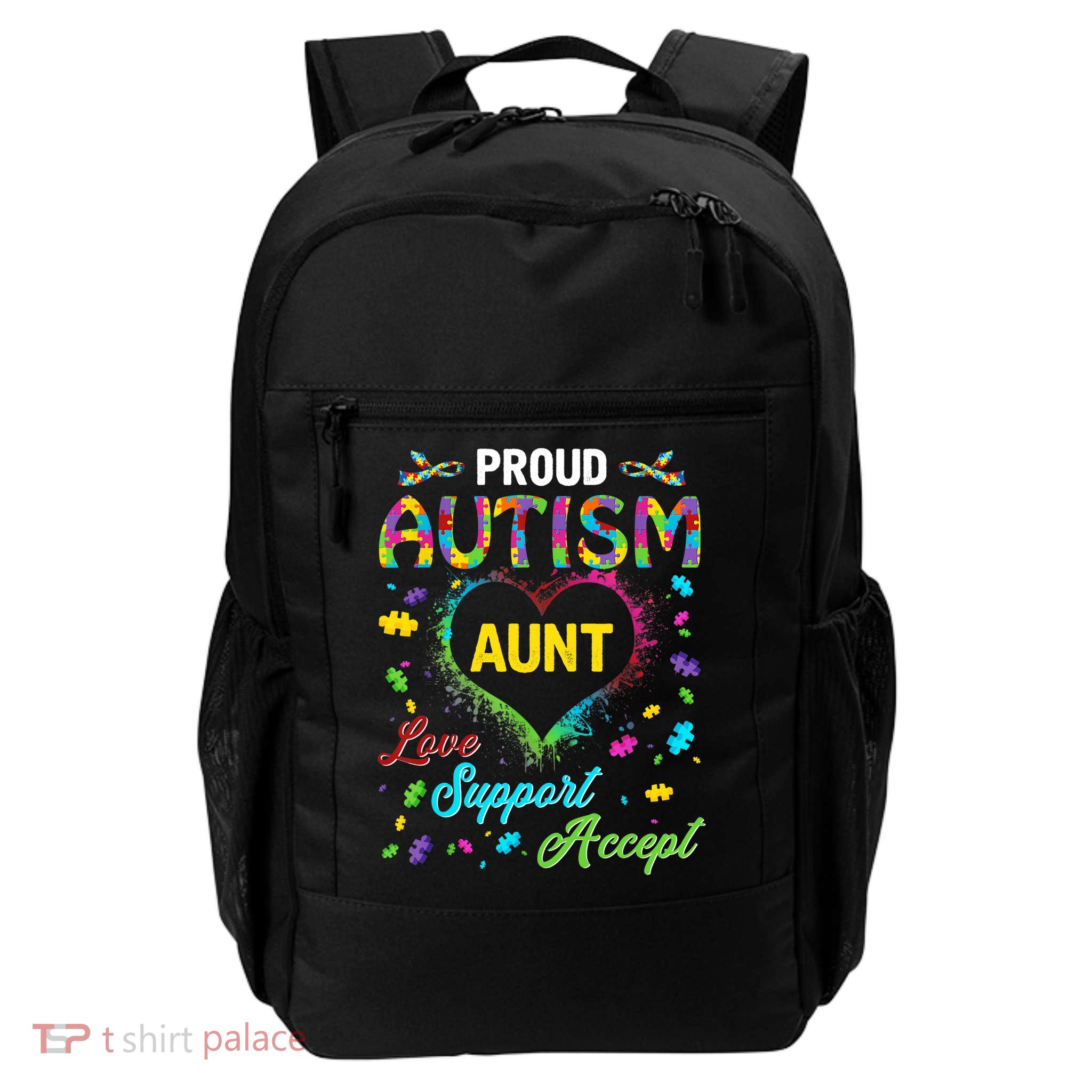 Proud Autism Aunt Love Support Accept Help Awareness Backpack
