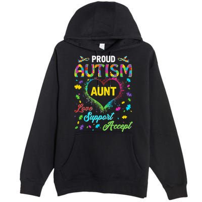 Proud Autism Aunt Love Support Accept Help Awareness Premium Pullover Hoodie