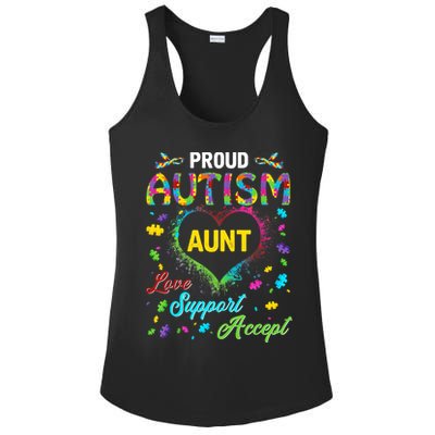 Proud Autism Aunt Love Support Accept Help Awareness Ladies PosiCharge Competitor Racerback Tank