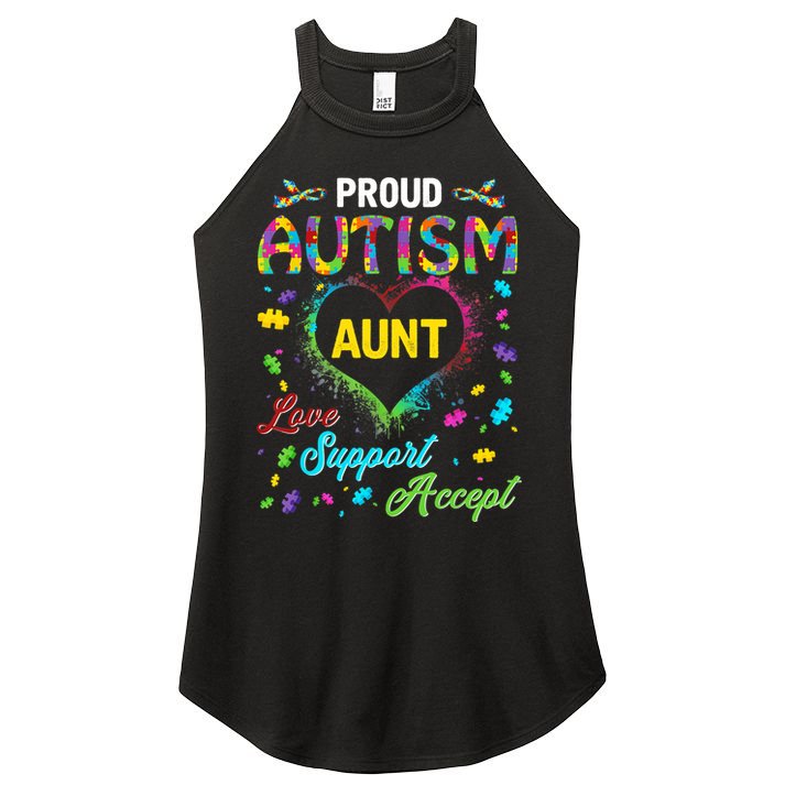 Proud Autism Aunt Love Support Accept Help Awareness Women's Perfect Tri Rocker Tank