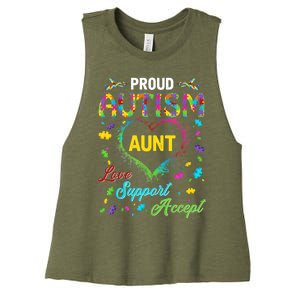 Proud Autism Aunt Love Support Accept Help Awareness Women's Racerback Cropped Tank