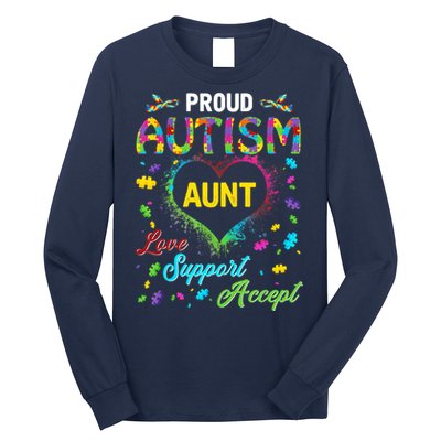 Proud Autism Aunt Love Support Accept Help Awareness Long Sleeve Shirt