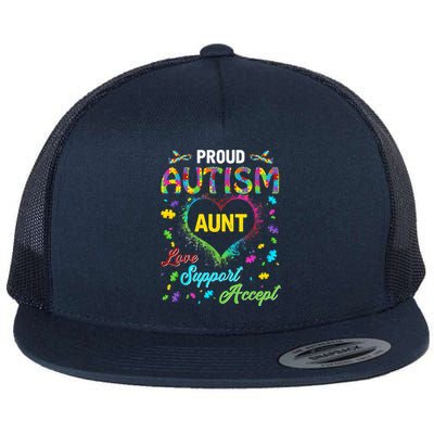 Proud Autism Aunt Love Support Accept Help Awareness Flatbill Hat