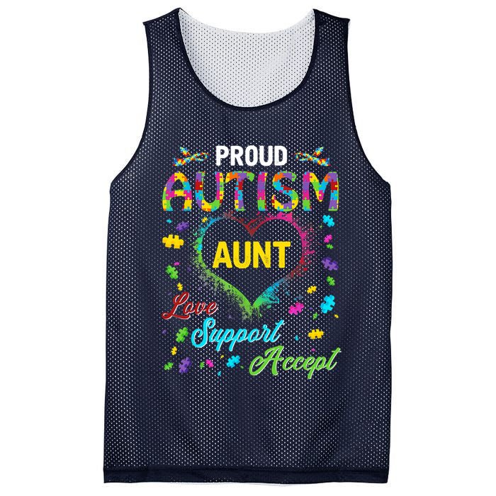 Proud Autism Aunt Love Support Accept Help Awareness Mesh Reversible Basketball Jersey Tank