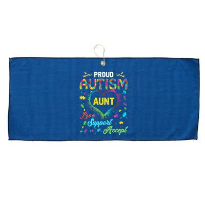 Proud Autism Aunt Love Support Accept Help Awareness Large Microfiber Waffle Golf Towel