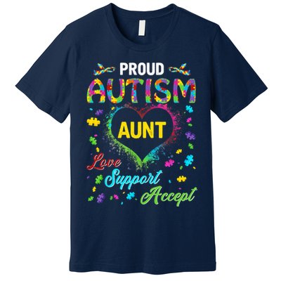 Proud Autism Aunt Love Support Accept Help Awareness Premium T-Shirt