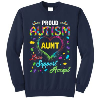 Proud Autism Aunt Love Support Accept Help Awareness Tall Sweatshirt