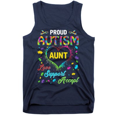 Proud Autism Aunt Love Support Accept Help Awareness Tank Top