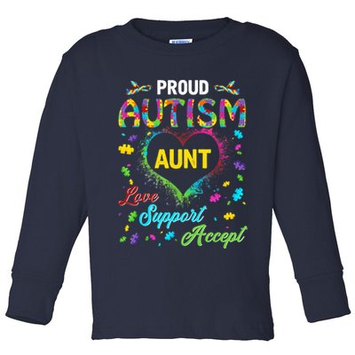 Proud Autism Aunt Love Support Accept Help Awareness Toddler Long Sleeve Shirt