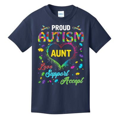 Proud Autism Aunt Love Support Accept Help Awareness Kids T-Shirt