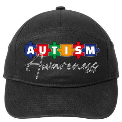 Puzzle Autism Awareness Month Gift 7-Panel Snapback Hat