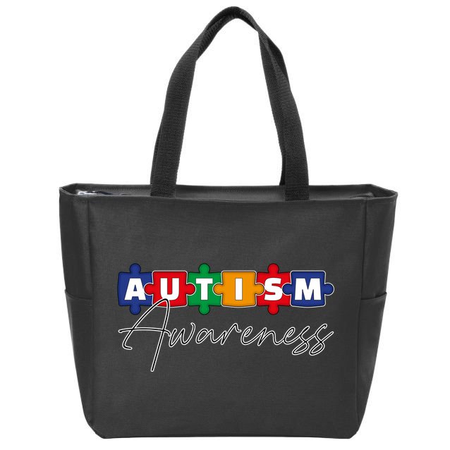 Puzzle Autism Awareness Month Gift Zip Tote Bag