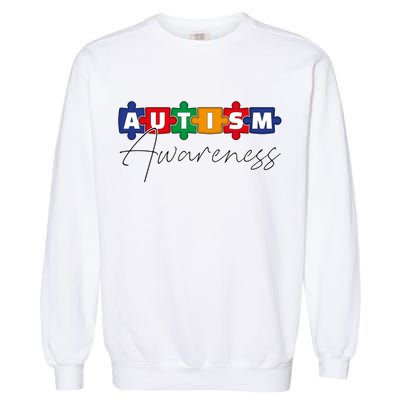 Puzzle Autism Awareness Month Gift Garment-Dyed Sweatshirt