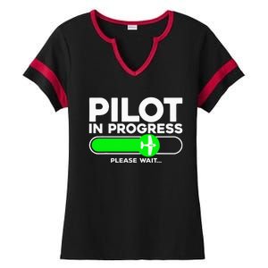 Pilot Art Airline Future Pilot Aviation Airplane Ladies Halftime Notch Neck Tee