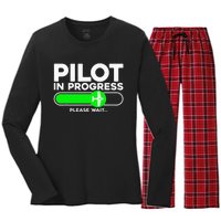 Pilot Art Airline Future Pilot Aviation Airplane Women's Long Sleeve Flannel Pajama Set 