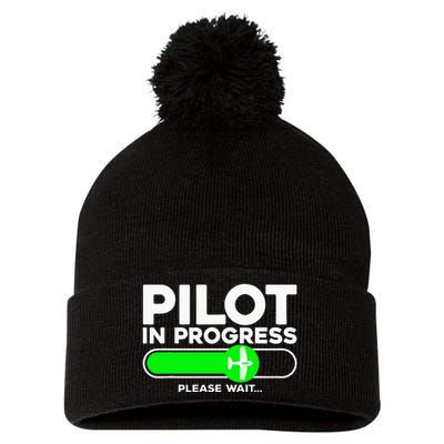 Pilot Art Airline Future Pilot Aviation Airplane Pom Pom 12in Knit Beanie