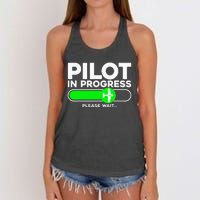 Pilot Art Airline Future Pilot Aviation Airplane Women's Knotted Racerback Tank