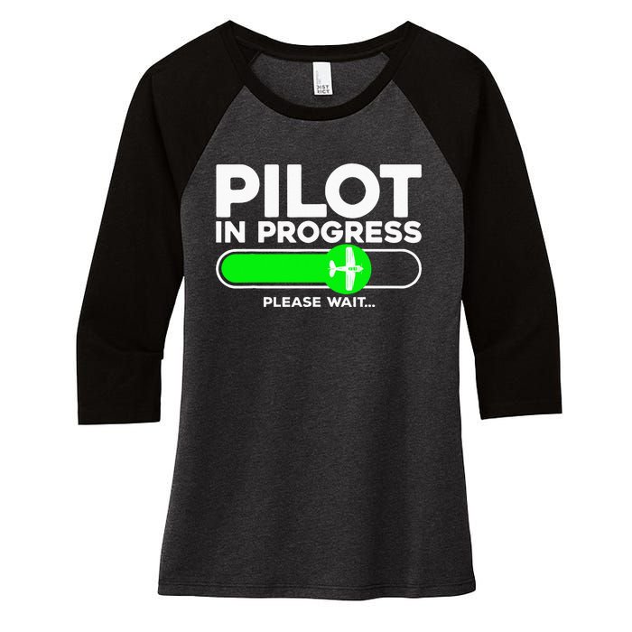 Pilot Art Airline Future Pilot Aviation Airplane Women's Tri-Blend 3/4-Sleeve Raglan Shirt