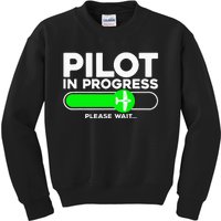 Pilot Art Airline Future Pilot Aviation Airplane Kids Sweatshirt