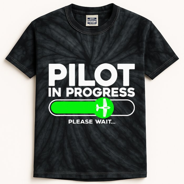 Pilot Art Airline Future Pilot Aviation Airplane Kids Tie-Dye T-Shirt