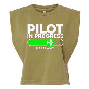 Pilot Art Airline Future Pilot Aviation Airplane Garment-Dyed Women's Muscle Tee