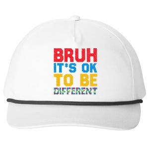 Pride Autism Awareness Day Bruh ItS Ok To Be Different Great Gift Snapback Five-Panel Rope Hat