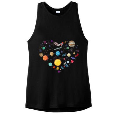 Planets As A Heart Solar System, Science, Space Ladies PosiCharge Tri-Blend Wicking Tank