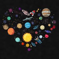 Planets As A Heart Solar System, Science, Space Ladies PosiCharge Tri-Blend Wicking Tank