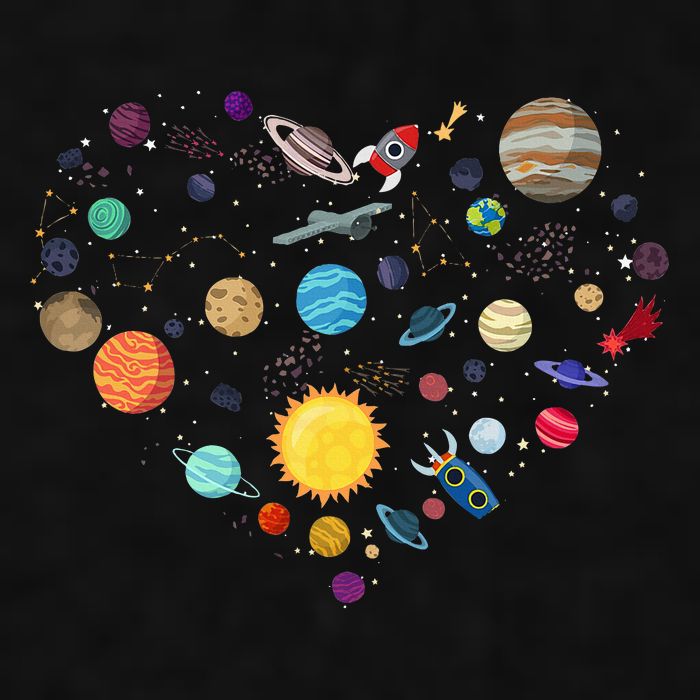 Planets As A Heart Solar System, Science, Space Ladies PosiCharge Tri-Blend Wicking Tank