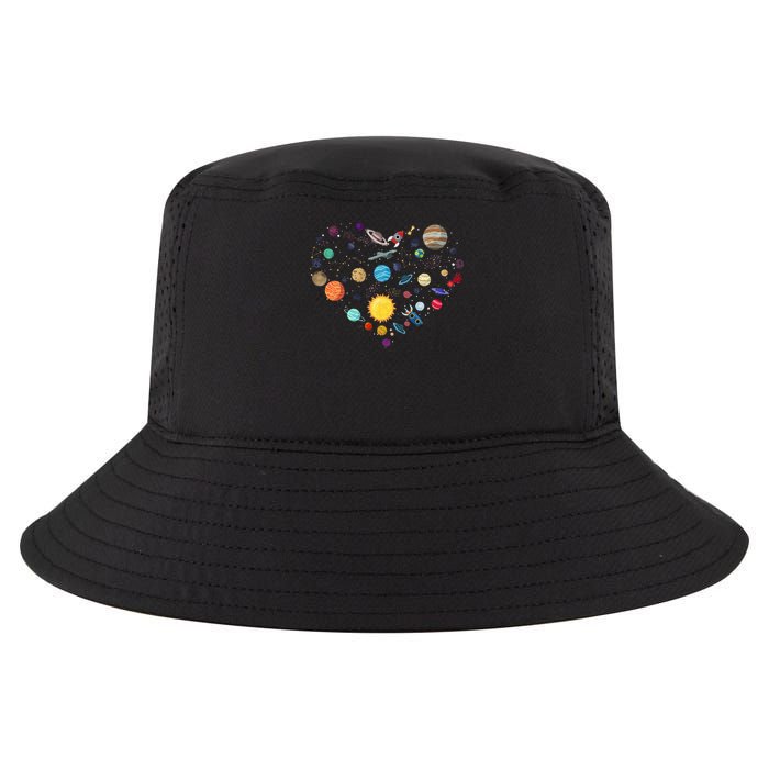 Planets As A Heart Solar System, Science, Space Cool Comfort Performance Bucket Hat