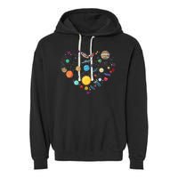 Planets As A Heart Solar System, Science, Space Garment-Dyed Fleece Hoodie