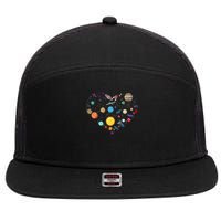 Planets As A Heart Solar System, Science, Space 7 Panel Mesh Trucker Snapback Hat