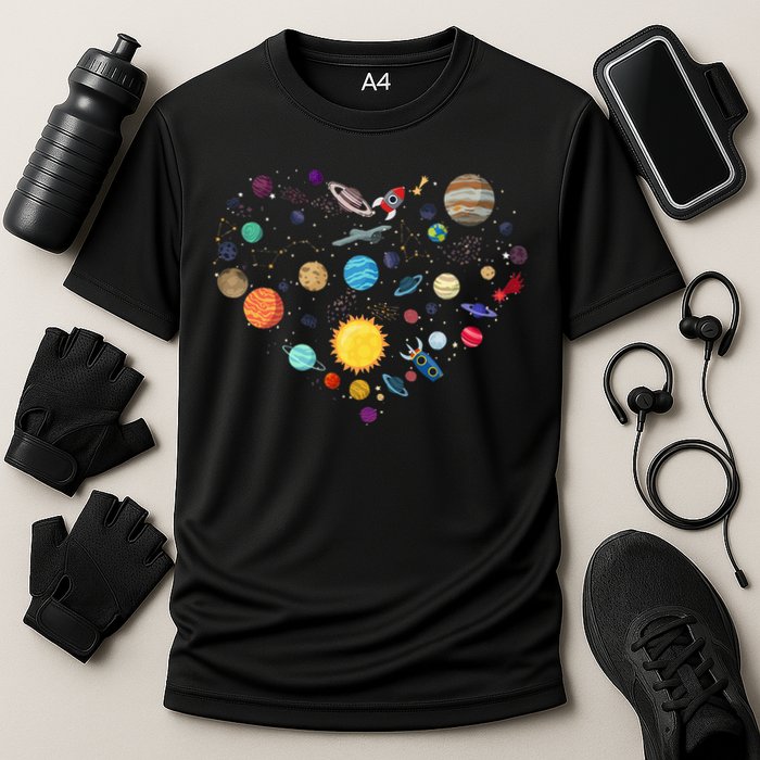 Planets As A Heart Solar System, Science, Space Performance Shirt