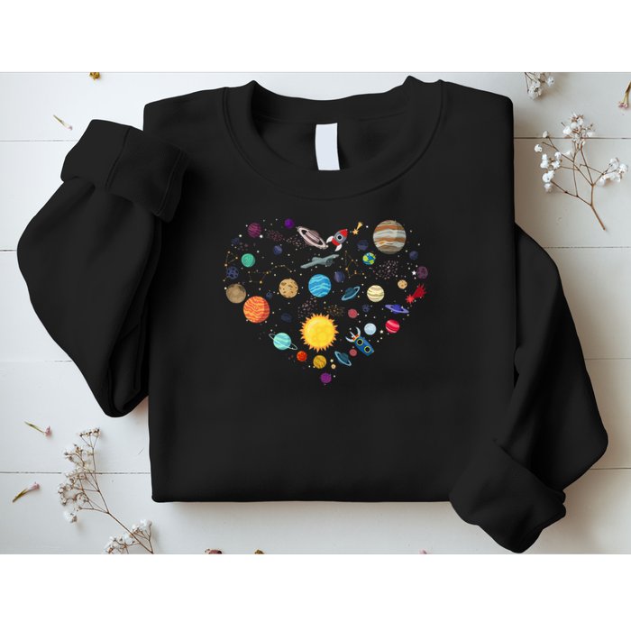 Planets As A Heart Solar System, Science, Space Sweatshirt