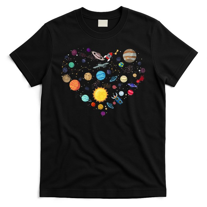 Planets As A Heart Solar System, Science, Space T-Shirt