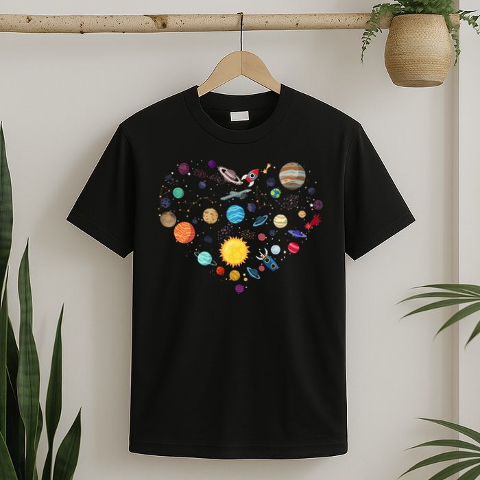 Planets As A Heart Solar System, Science, Space T-Shirt