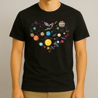 Planets As A Heart Solar System, Science, Space T-Shirt