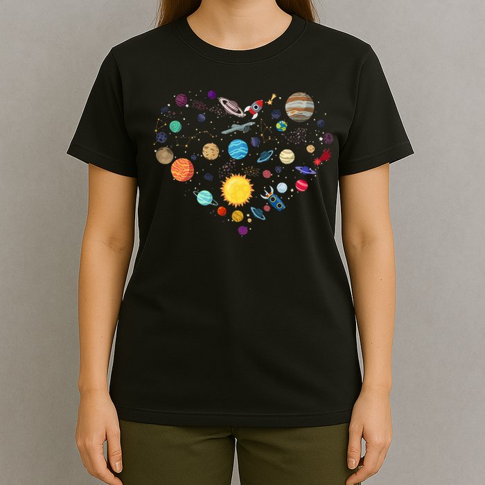 Planets As A Heart Solar System, Science, Space T-Shirt