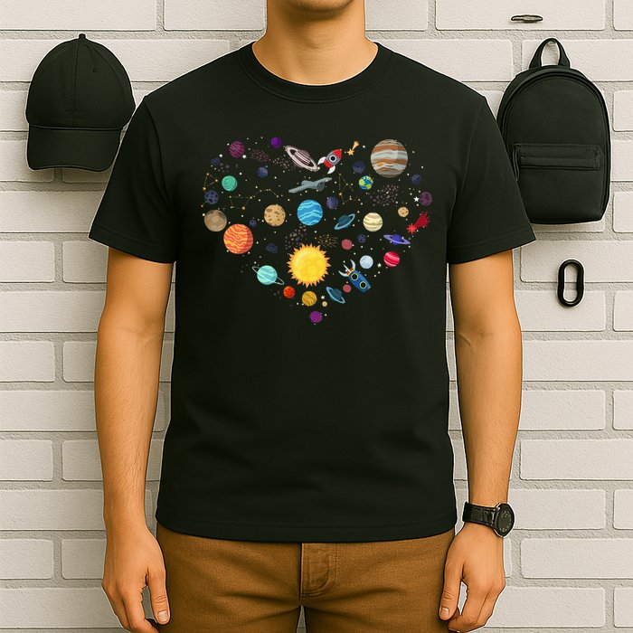 Planets As A Heart Solar System, Science, Space T-Shirt