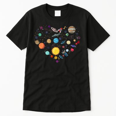 Planets As A Heart Solar System, Science, Space Tall T-Shirt