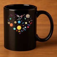 Planets As A Heart Solar System, Science, Space 11oz C Handle Ceramic Mug
